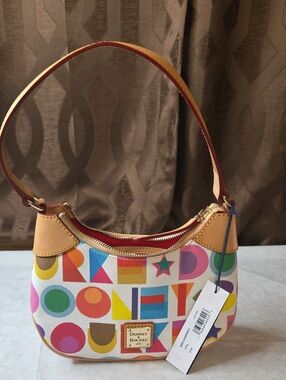 Dooney & Bourke Multicolor Canvas Mini Shoulder Bag Luna Hobo NWT